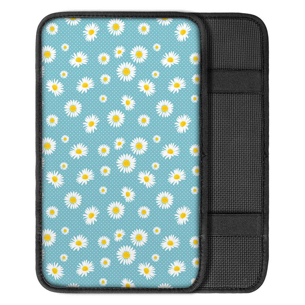 Polka Dot Daisy Flower Pattern Print Car Center Console Cover