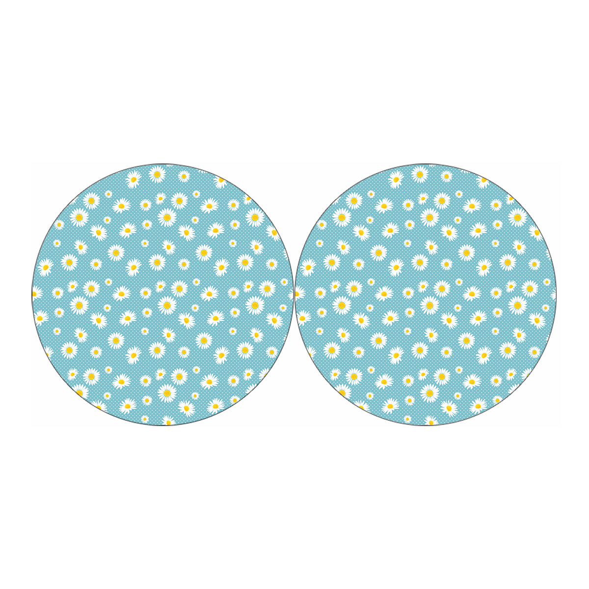 Polka Dot Daisy Flower Pattern Print Car Coasters