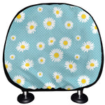 Polka Dot Daisy Flower Pattern Print Car Headrest Covers