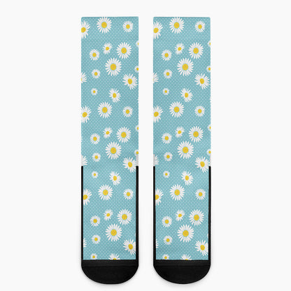 Polka Dot Daisy Flower Pattern Print Crew Socks