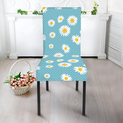 Polka Dot Daisy Flower Pattern Print Dining Chair Slipcover