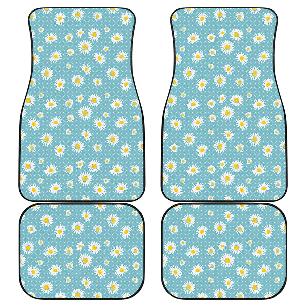 Polka Dot Daisy Flower Pattern Print Front and Back Car Floor Mats