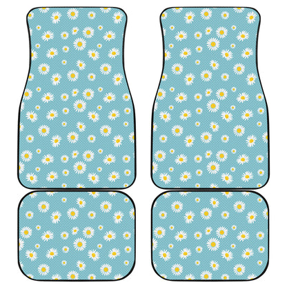 Polka Dot Daisy Flower Pattern Print Front and Back Car Floor Mats