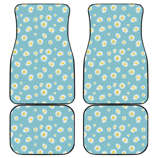 Polka Dot Daisy Flower Pattern Print Front and Back Car Floor Mats