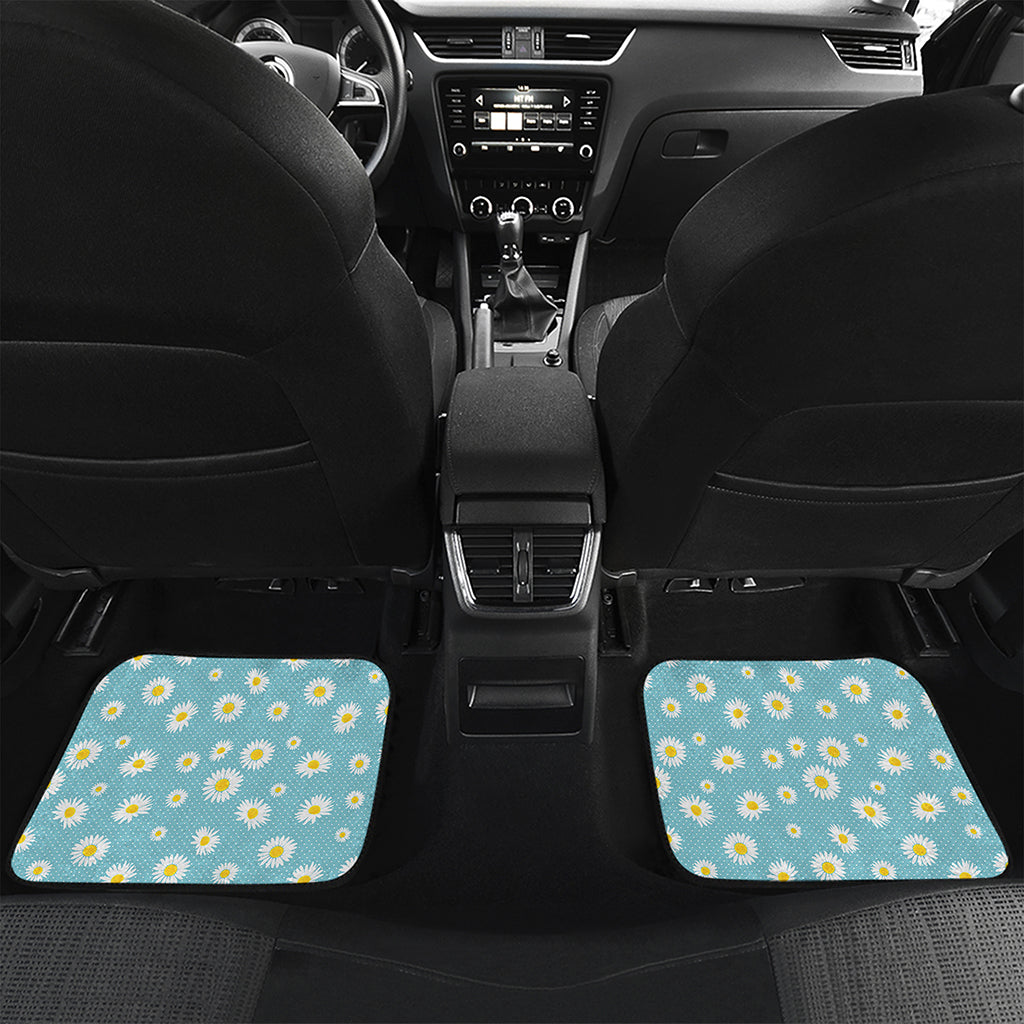 Polka Dot Daisy Flower Pattern Print Front and Back Car Floor Mats