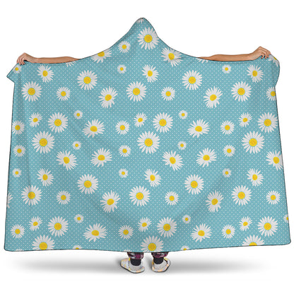 Polka Dot Daisy Flower Pattern Print Hooded Blanket