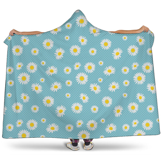 Polka Dot Daisy Flower Pattern Print Hooded Blanket