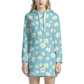 Polka Dot Daisy Flower Pattern Print Pullover Hoodie Dress