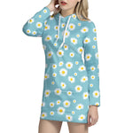 Polka Dot Daisy Flower Pattern Print Hoodie Dress