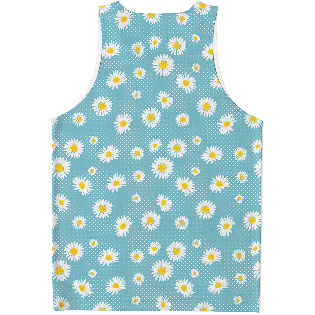 Polka Dot Daisy Flower Pattern Print Men's Tank Top
