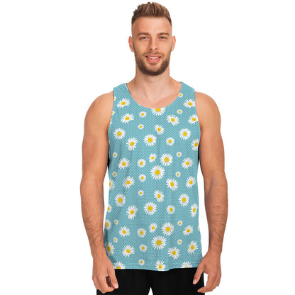 Polka Dot Daisy Flower Pattern Print Men's Tank Top