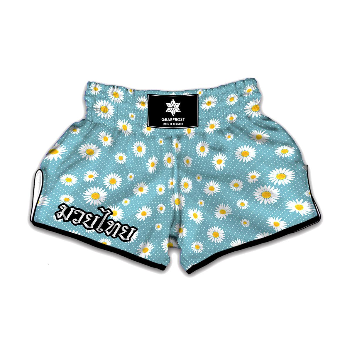Polka Dot Daisy Flower Pattern Print Muay Thai Boxing Shorts