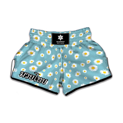 Polka Dot Daisy Flower Pattern Print Muay Thai Boxing Shorts