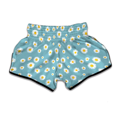 Polka Dot Daisy Flower Pattern Print Muay Thai Boxing Shorts