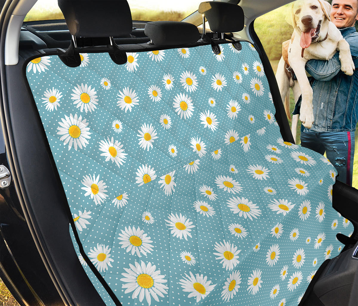 Polka Dot Daisy Flower Pattern Print Pet Car Back Seat Cover