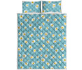 Polka Dot Daisy Flower Pattern Print Quilt Bed Set