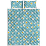 Polka Dot Daisy Flower Pattern Print Quilt Bed Set
