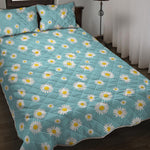 Polka Dot Daisy Flower Pattern Print Quilt Bed Set