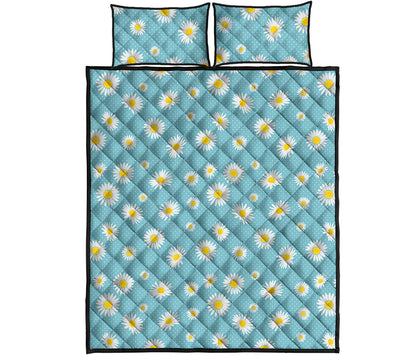Polka Dot Daisy Flower Pattern Print Quilt Bed Set