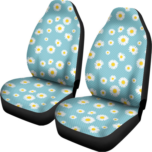 Polka Dot Daisy Flower Pattern Print Universal Fit Car Seat Covers