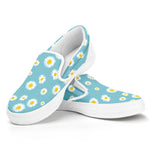 Polka Dot Daisy Flower Pattern Print White Slip On Shoes
