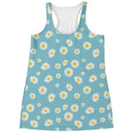 Polka Dot Daisy Flower Pattern Print Women's Racerback Tank Top