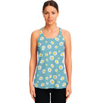 Polka Dot Daisy Flower Pattern Print Women's Racerback Tank Top