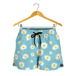 Polka Dot Daisy Flower Pattern Print Women's Shorts