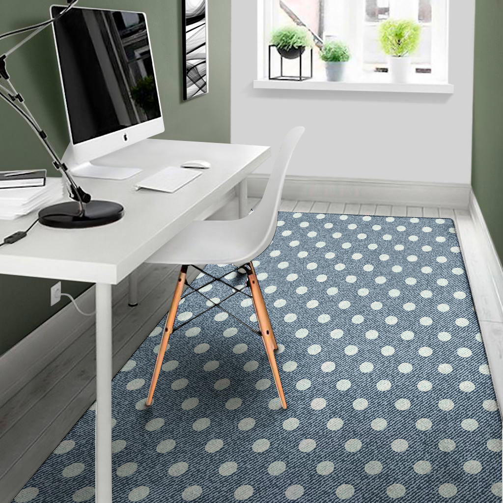 Polka Dot Denim Jeans Pattern Print Area Rug