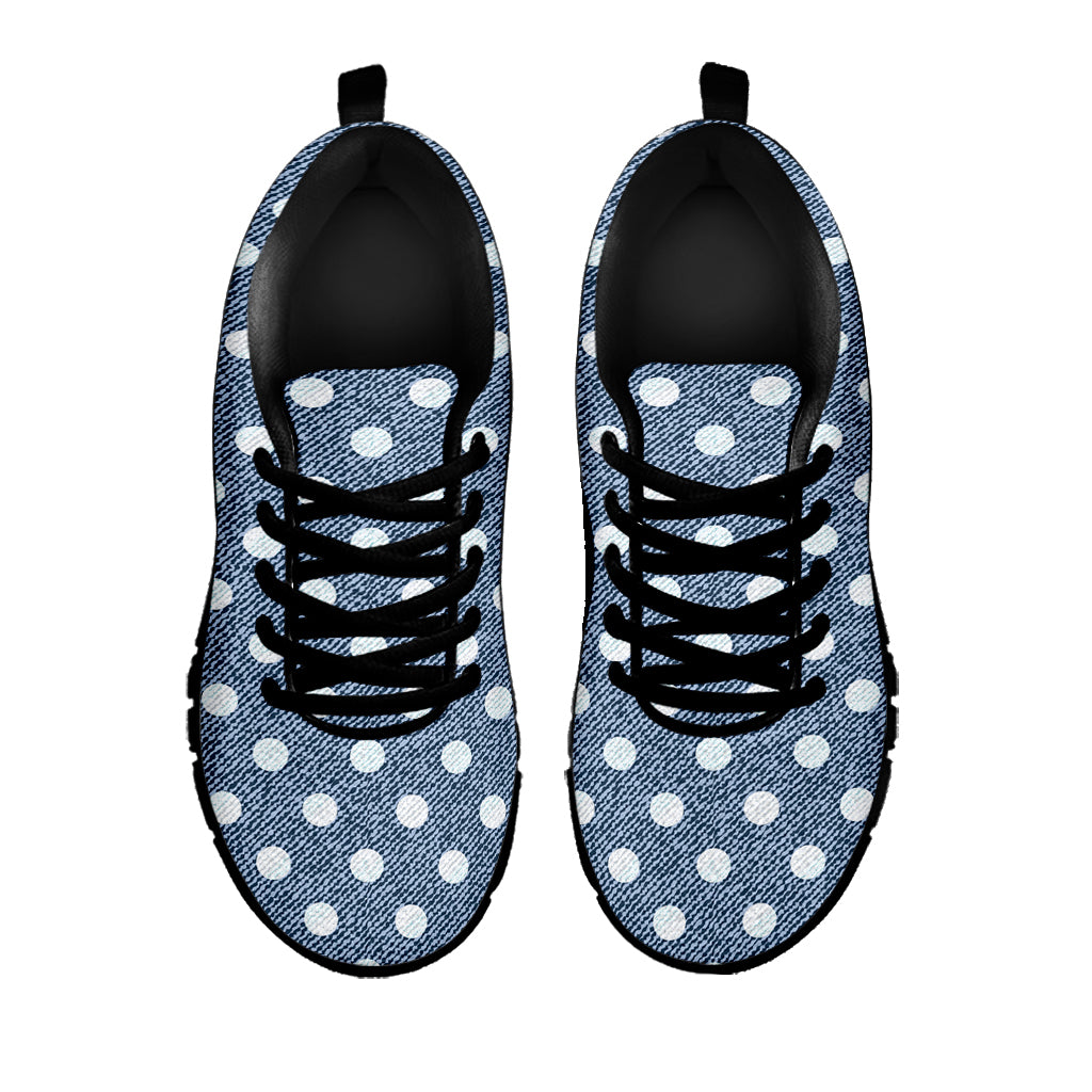 Polka Dot Denim Jeans Pattern Print Black Sneakers