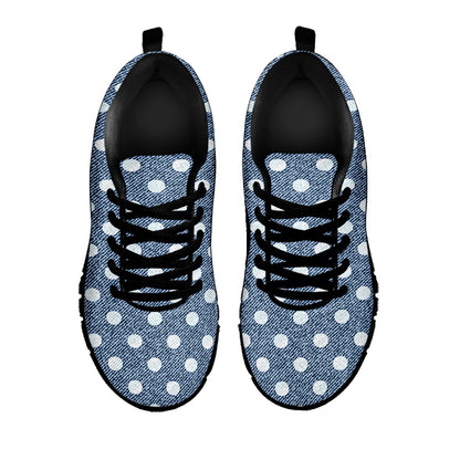 Polka Dot Denim Jeans Pattern Print Black Sneakers