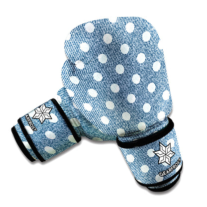 Polka Dot Denim Jeans Pattern Print Boxing Gloves