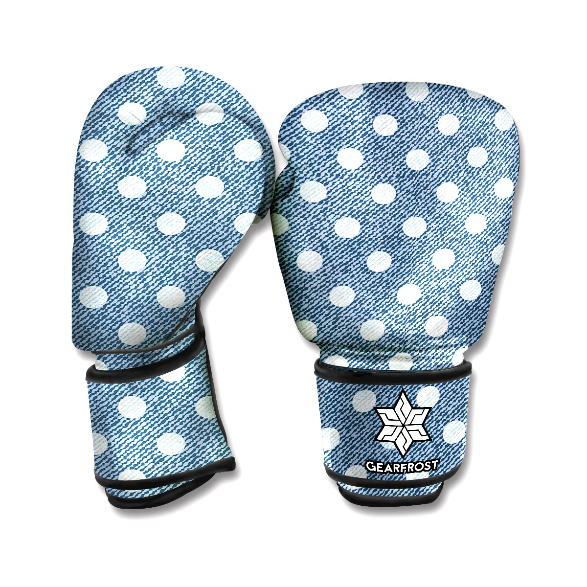 Polka Dot Denim Jeans Pattern Print Boxing Gloves