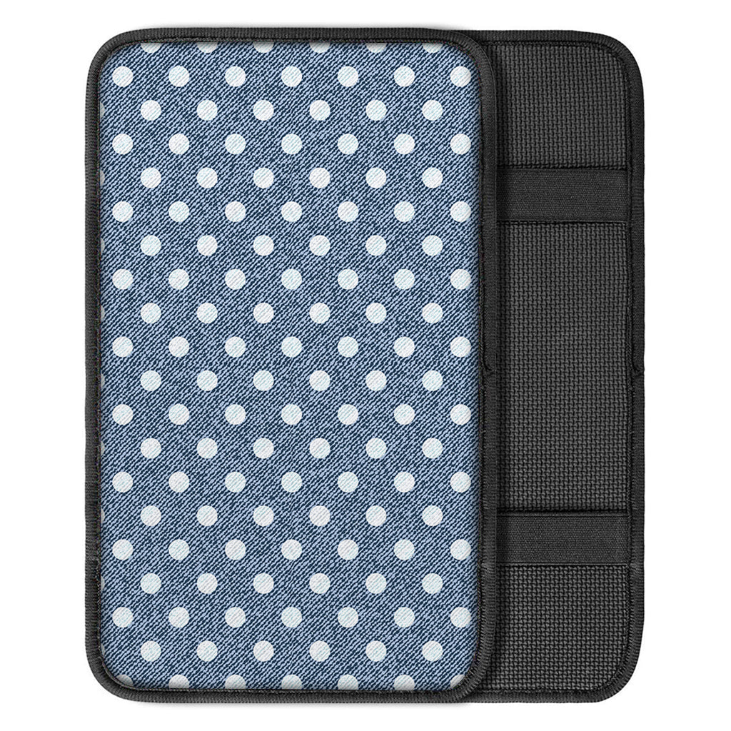 Polka Dot Denim Jeans Pattern Print Car Center Console Cover