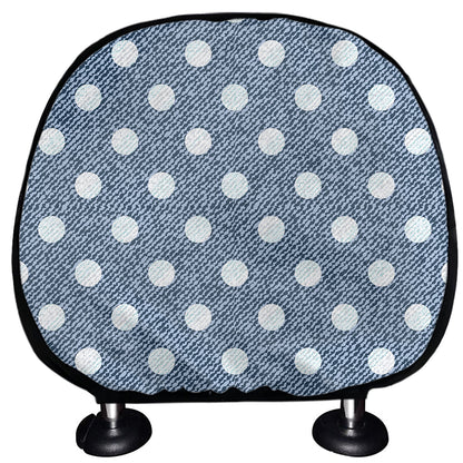 Polka Dot Denim Jeans Pattern Print Car Headrest Covers