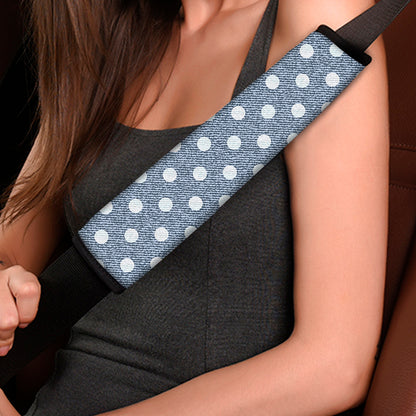 Polka Dot Denim Jeans Pattern Print Car Seat Belt Covers