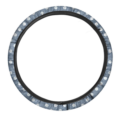 Polka Dot Denim Jeans Pattern Print Car Steering Wheel Cover