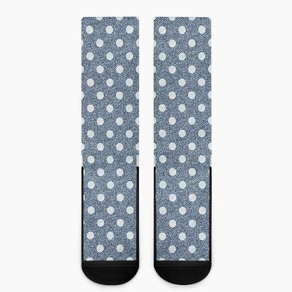 Polka Dot Denim Jeans Pattern Print Crew Socks