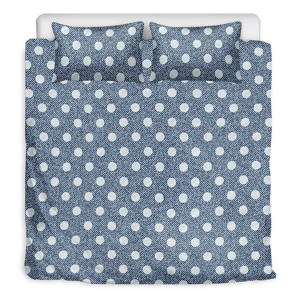 Polka Dot Denim Jeans Pattern Print Duvet Cover Bedding Set