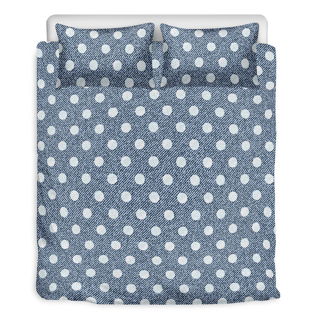 Polka Dot Denim Jeans Pattern Print Duvet Cover Bedding Set