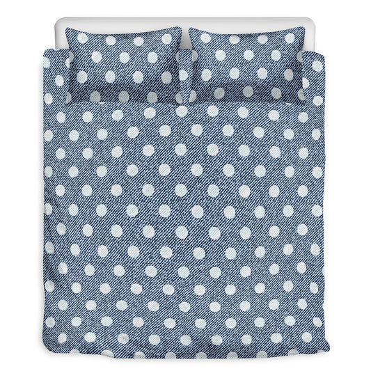 Polka Dot Denim Jeans Pattern Print Duvet Cover Bedding Set
