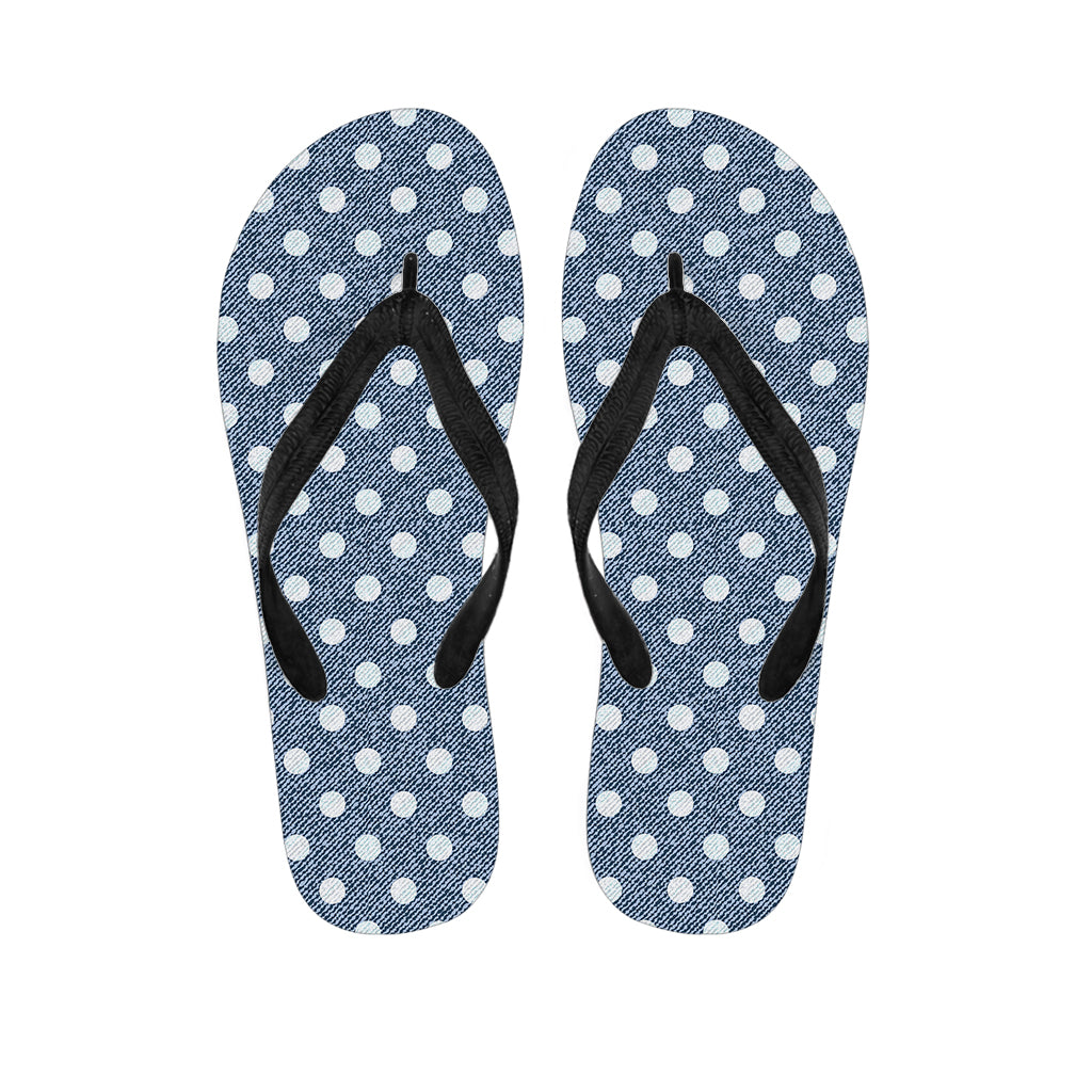 Polka Dot Denim Jeans Pattern Print Flip Flops