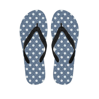 Polka Dot Denim Jeans Pattern Print Flip Flops