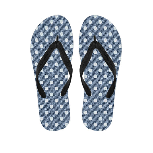 Polka Dot Denim Jeans Pattern Print Flip Flops