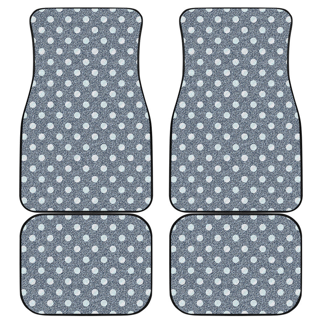 Polka Dot Denim Jeans Pattern Print Front and Back Car Floor Mats