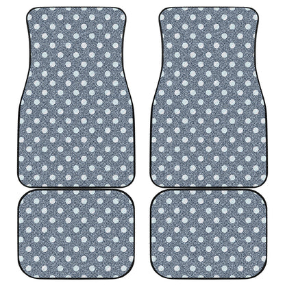 Polka Dot Denim Jeans Pattern Print Front and Back Car Floor Mats