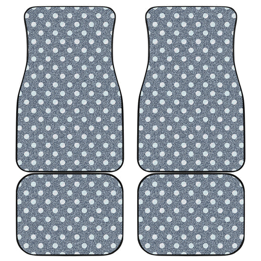 Polka Dot Denim Jeans Pattern Print Front and Back Car Floor Mats