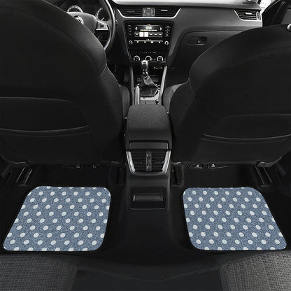 Polka Dot Denim Jeans Pattern Print Front and Back Car Floor Mats