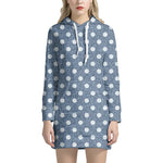 Polka Dot Denim Jeans Pattern Print Hoodie Dress
