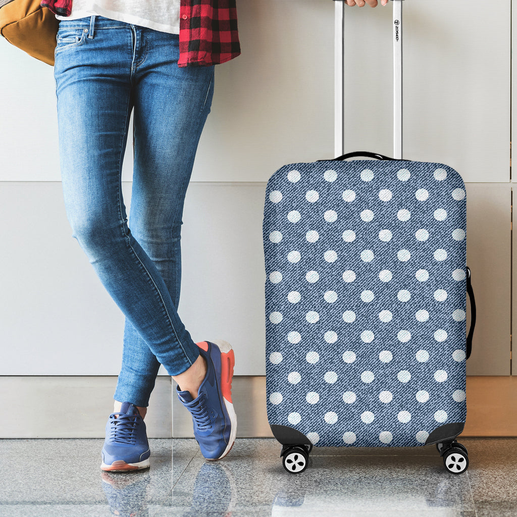 Polka Dot Denim Jeans Pattern Print Luggage Cover